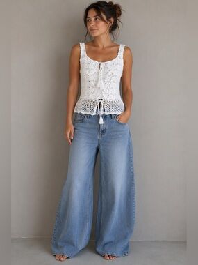 Philippine Handmade White Crochet Tank Top Boho Festival Beach Cotton Women’s S